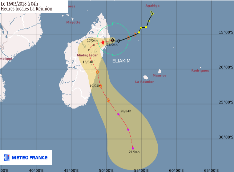 Eliakim : prévision de trajectoire et intensité du CMRS de la Réunion