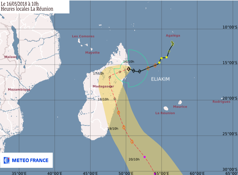 ELIAKIM : prévision trajectoire et intensité CMRS de la Réunion