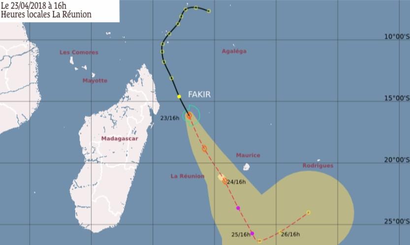 La tempête tropicale FAKIR en direction de la Réunion