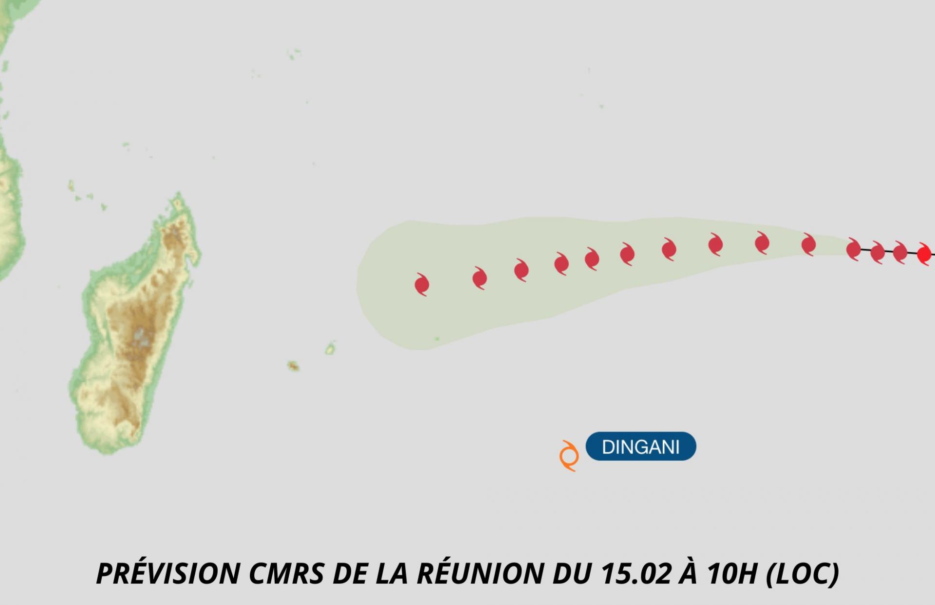 Freddy : prévision du CMRS de la Réunion du 15.02 à 10h (loc)
