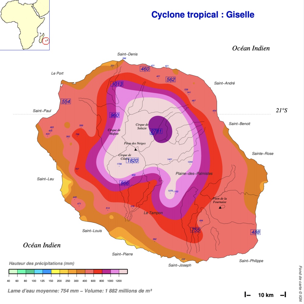 Giselle cumul pluviométrique