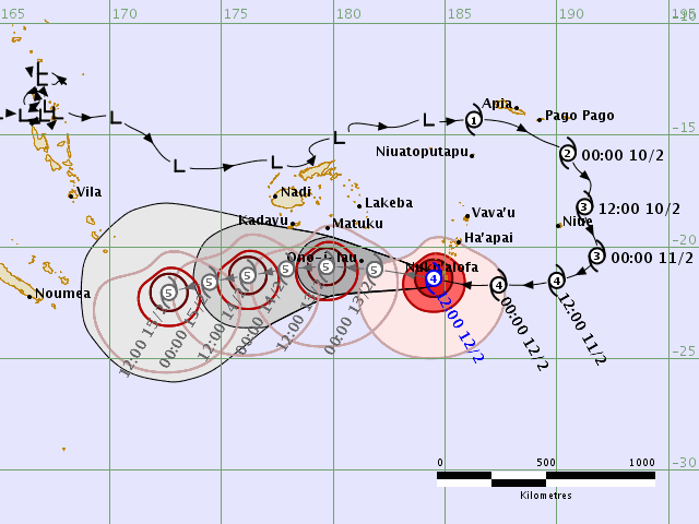 Prévision trajectoire et intensité cyclone GITA (CMRS)