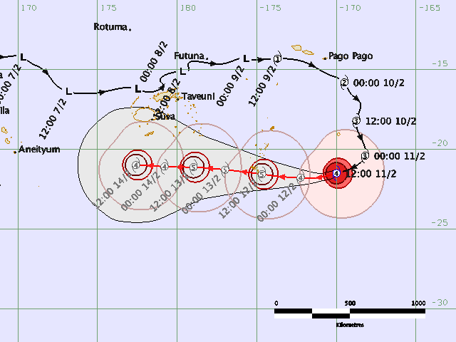 Prévision trajectoire et intensité GITA (CMRS de Nadi)