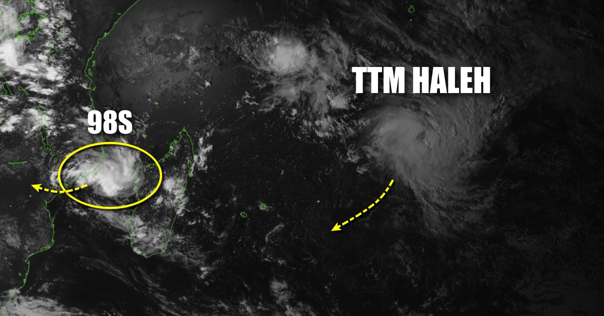 tempête tropicale Haleh et la zone suspecte 98s