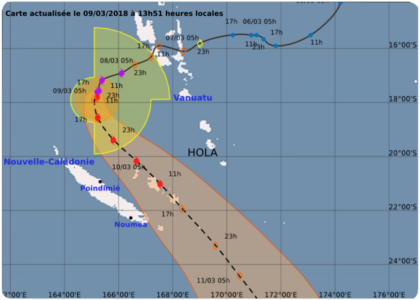 Prévision trajectoire HOLA ©Météo France