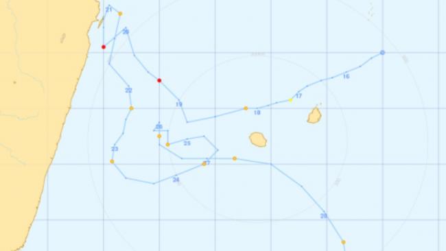 Les trajectoires des cyclones dans l'océan indien sud-ouest