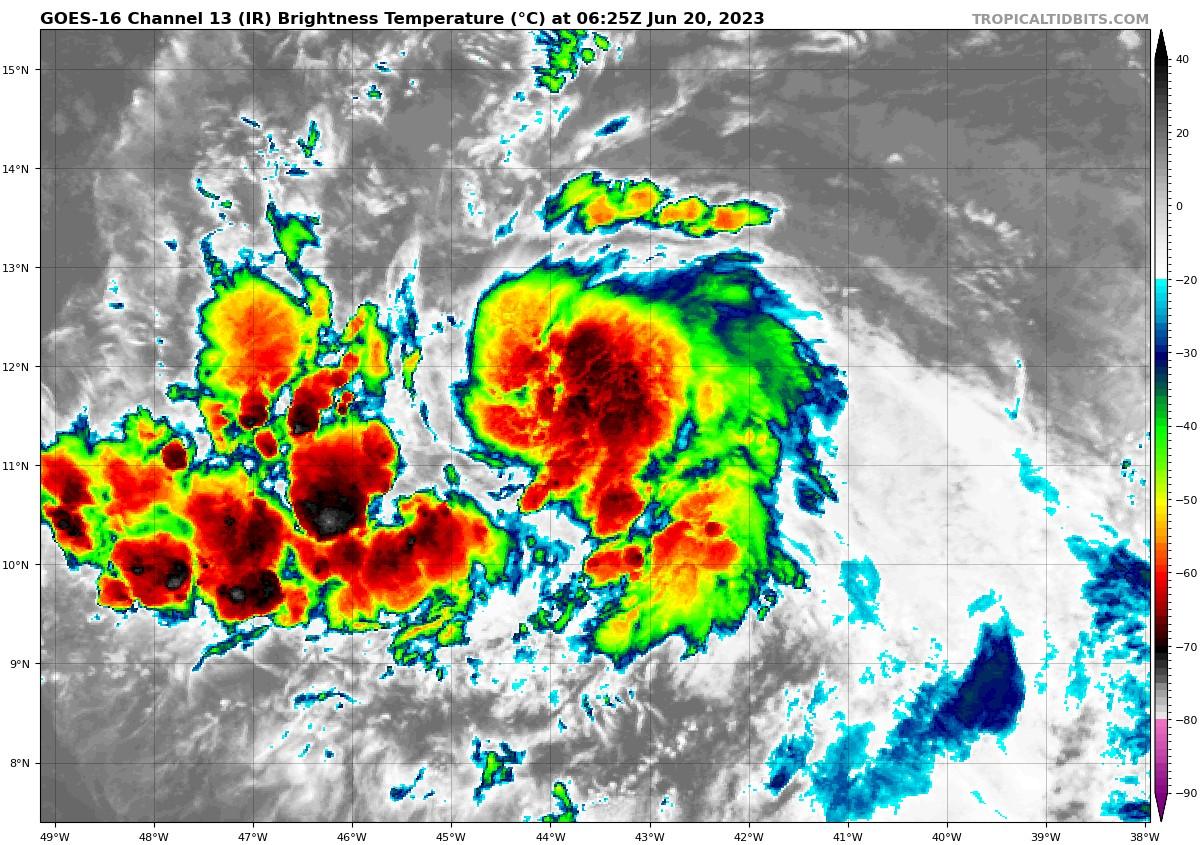 Image satellite de la tempête tropicale BRET