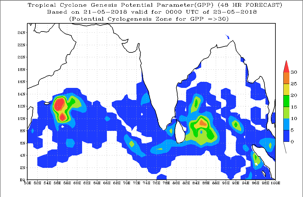 Potentiel de cyclogenèse dans l'océan indien nord ©IMD