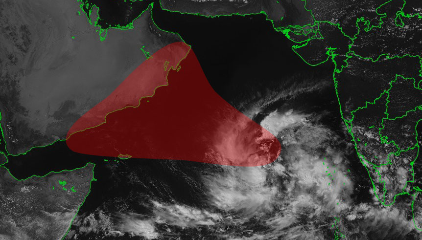 Future tempête LUBAN : Zone potentiellement à risque ©IMD