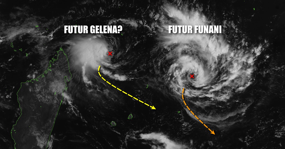 Les futures tempêtes FUNANI et GELENA avec en ligne de mire Rodrigues?