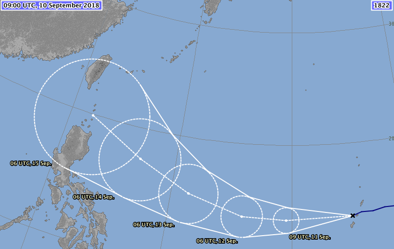 Prévision trajectoire typhon MANGKHUT ©JMA