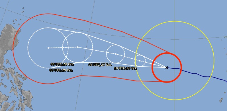 Prévision trajectoire typhon Yutu du JMA