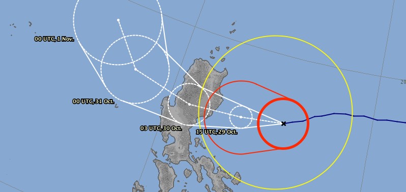 Prévisions trajectoire typhon YUTU ©JMA