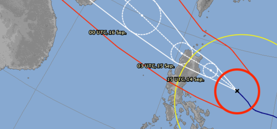 Prévision trajectoire super typhon MANGKHUT ©JMA