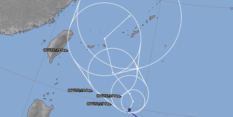 Prévision trajectoire typhon TRAMI ©JMA