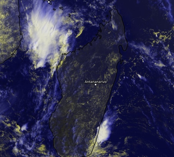 Image satellite zoom sur Madagascar - 08/02/2018 (Kachelmann)