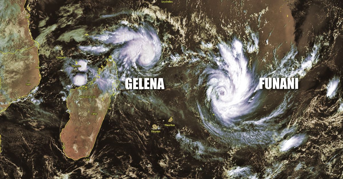 Duo cyclonique dans l'océan indien avec les tempêtes FUNANI et GELENA