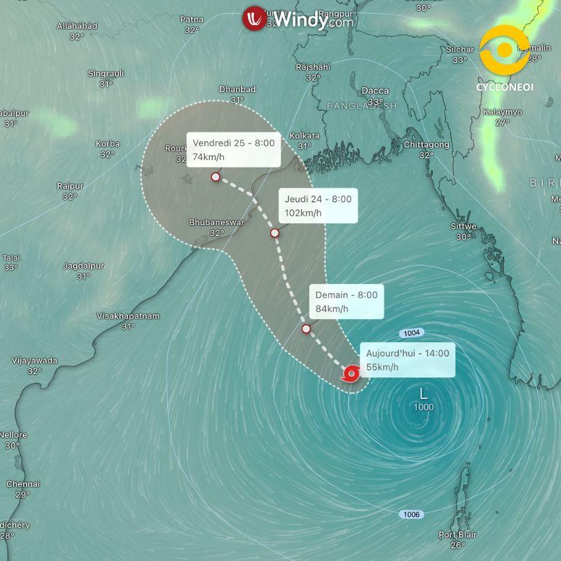 L'inde sous la menace de la future tempête DANA