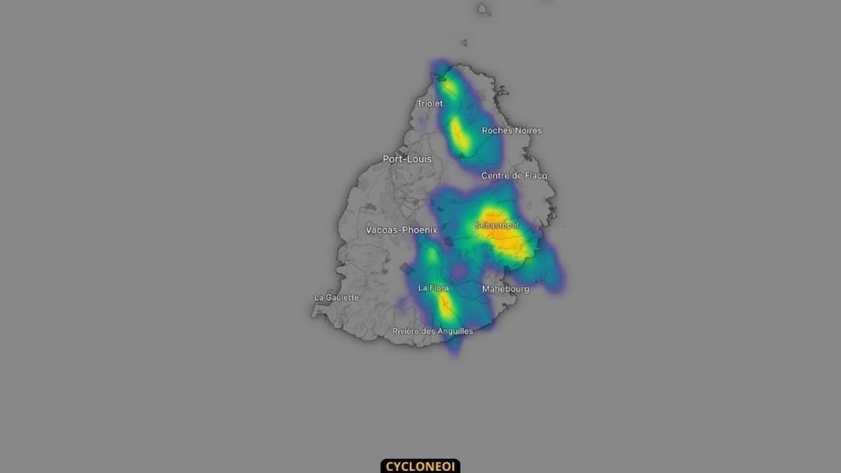 Île Maurice : point météo à 13h (loc), averses localisées parfois soutenues