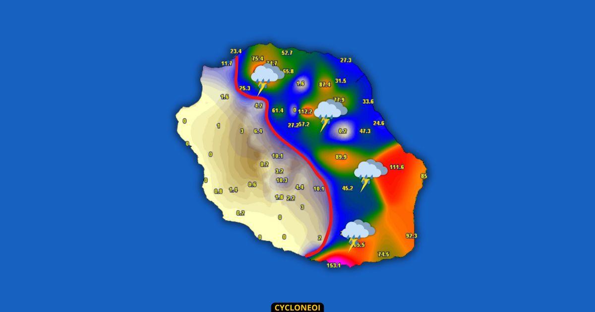 La Réunion : Bilan d’une nuit de vendredi à samedi pluvieuse et orageuse