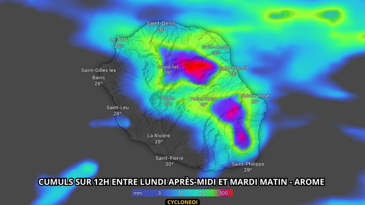 La Réunion : Un début de semaine avec averses soutenues localisées