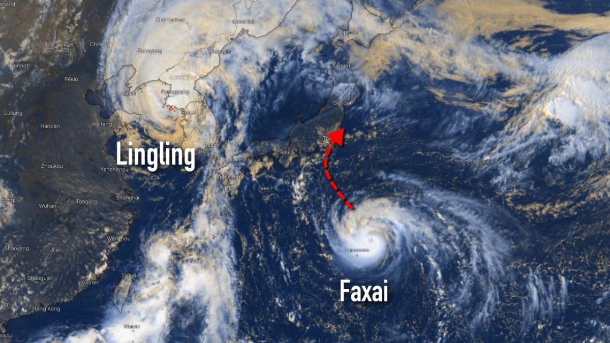 Le typhon Lingling frappe la Corée, le typhon Faxai vers le Japon