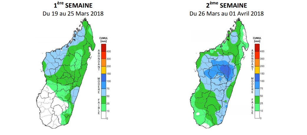 Bulletin de prévision des précipitations à Madagascar valable pour la période du 19 mars au 01 avril ©Météo Madagascar