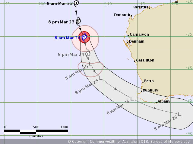 MARCUS : prévision trajectoire et intensité ©TCWC Perth