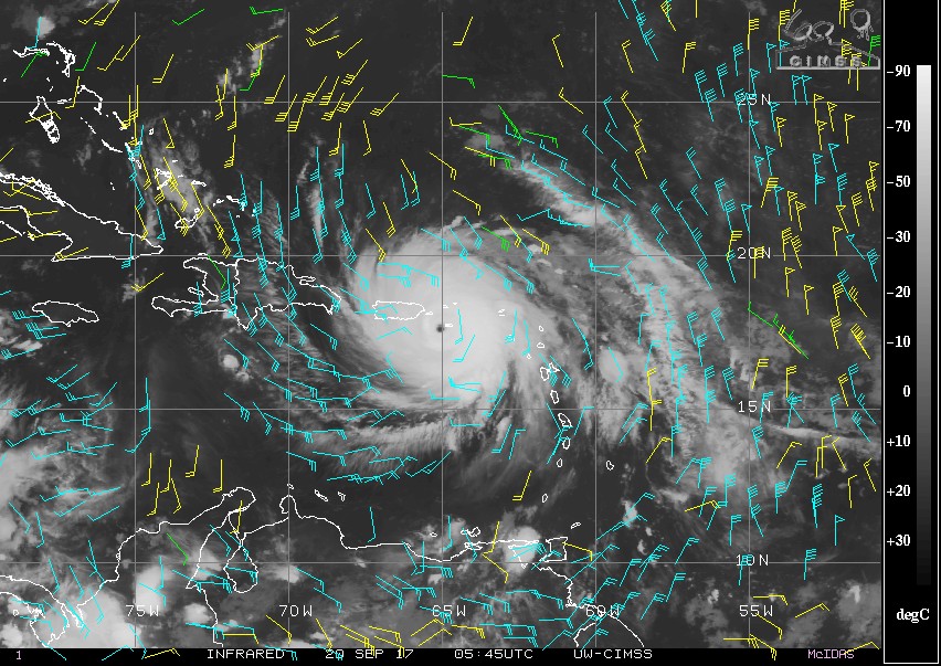 Ouragan MARIA : Situation en altitude (CIMSS)