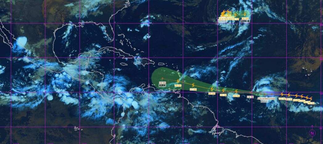 Prévision trajectoire Ex tempête tropicale KIRK ©Météo France