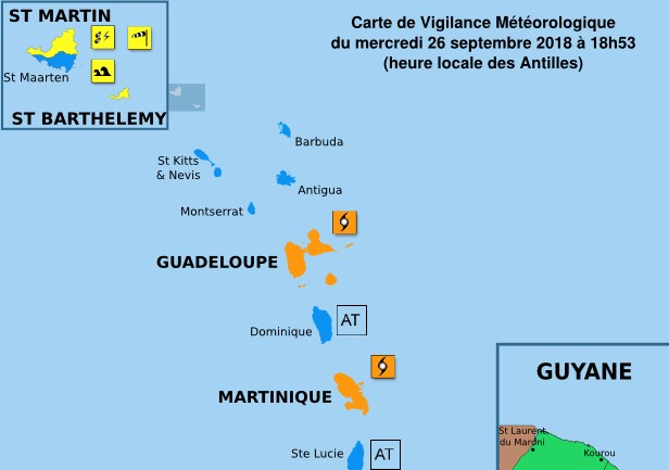 Etat des vigilance cyclone orange ©Météo France Antilles Guyane