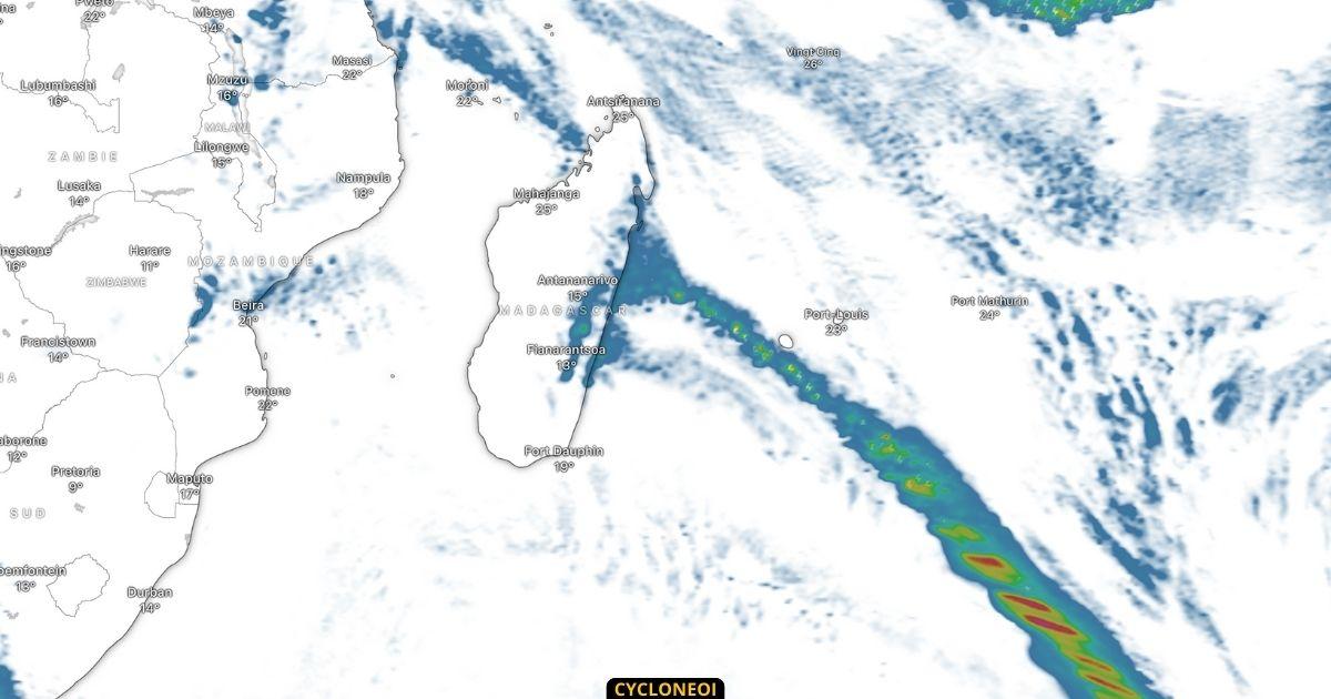 Risque orageux à Madagascar et front froid possible pour les Mascareignes