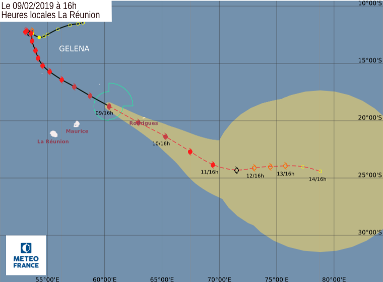 trajectoire cyclone Gelena