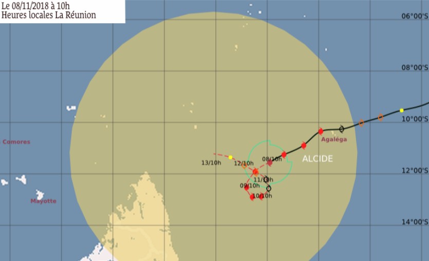 Prévision trajectoire cyclone ALCIDE