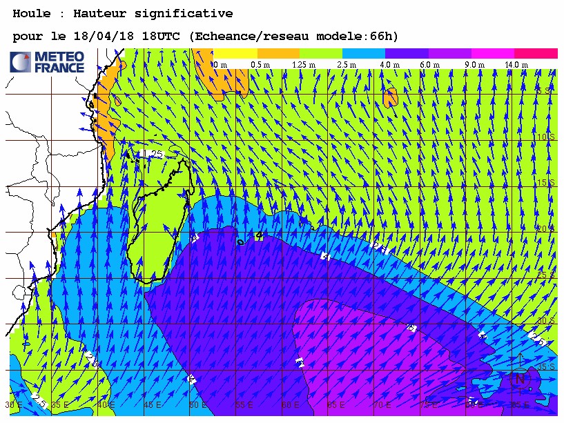 Prévision hauteur de vague significative ©Météo France