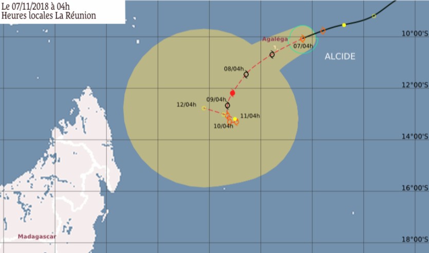Prévision trajectoire et intensité ALCIDE ©CMRS de la Réunion