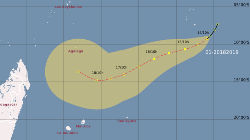 Une perturbation tropicale dans l'océan indien sud-ouest