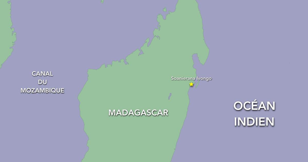 Maisons emportées par la mer dans l'Est de Madagascar à Soanierana Ivongo