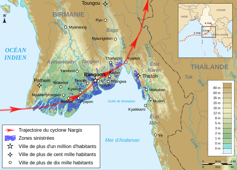 Evolution du cyclone NARGIS sur la BIRMANIE