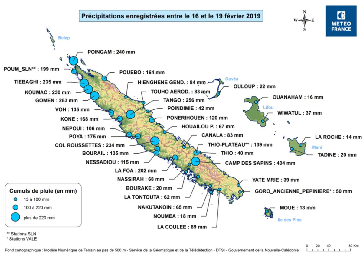 OMA : cumul pluviométrique en Nouvelle Calédonie