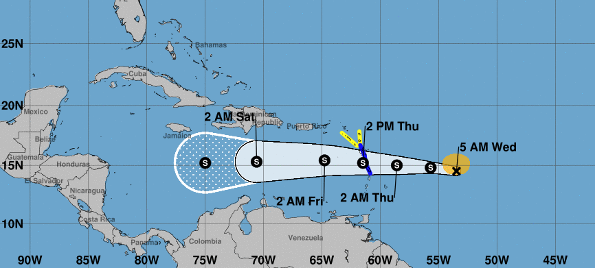 Prévision trajectoire et intensité tempête ISAAC ©NHC