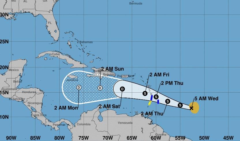 KIRK redevient une tempête en approchant l'arc des Antilles