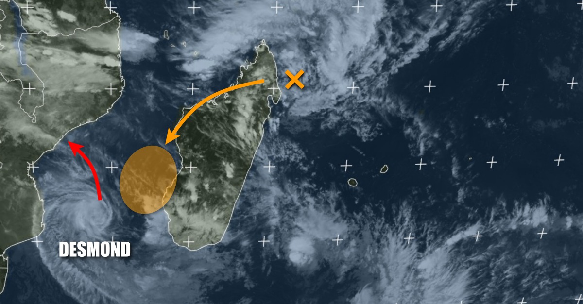 Tempête tropicale DESMOND et augmentation du risque de cyclogenèse