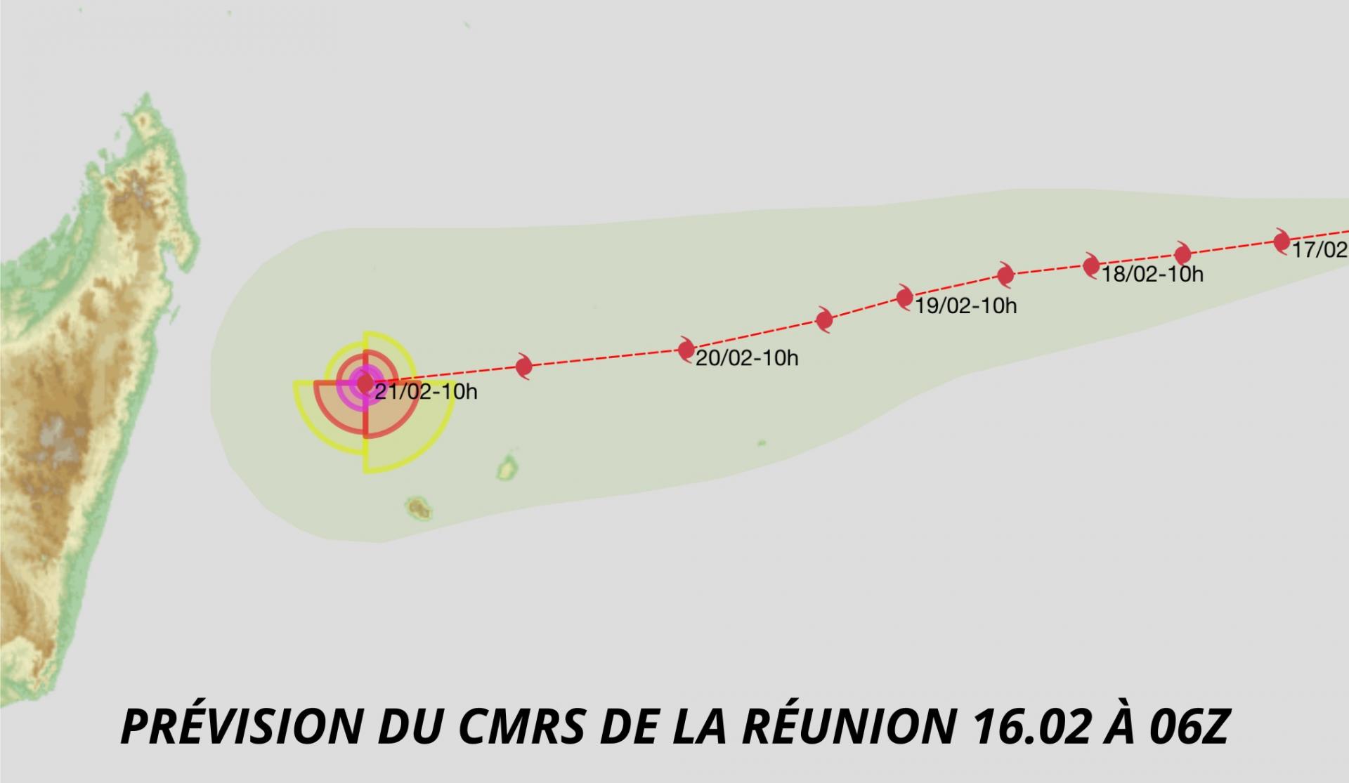 Prévision du CMRS de la Réunion 16.02 à 06z