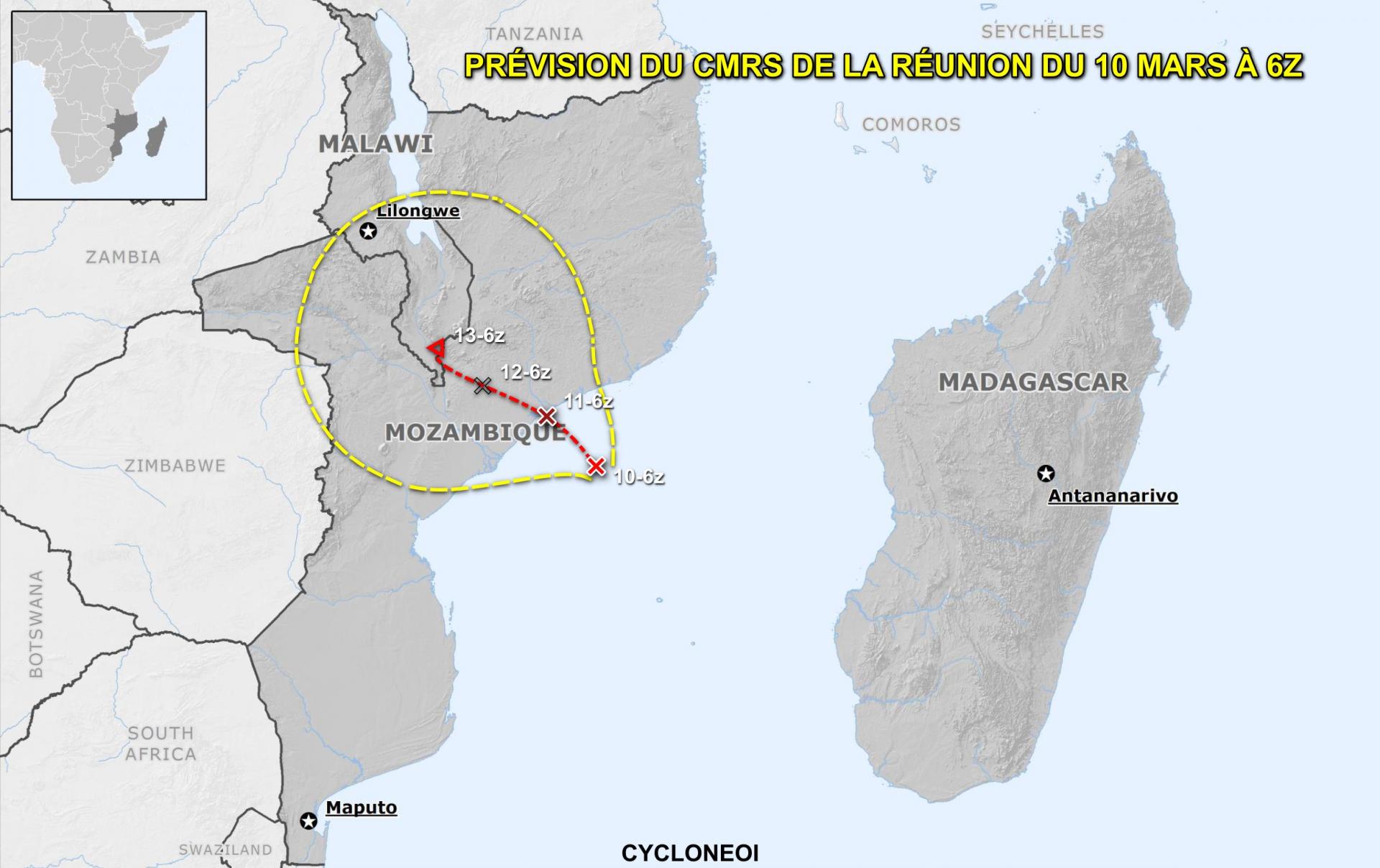 prévision trajectoire du CMRS de La Réunion à 06z