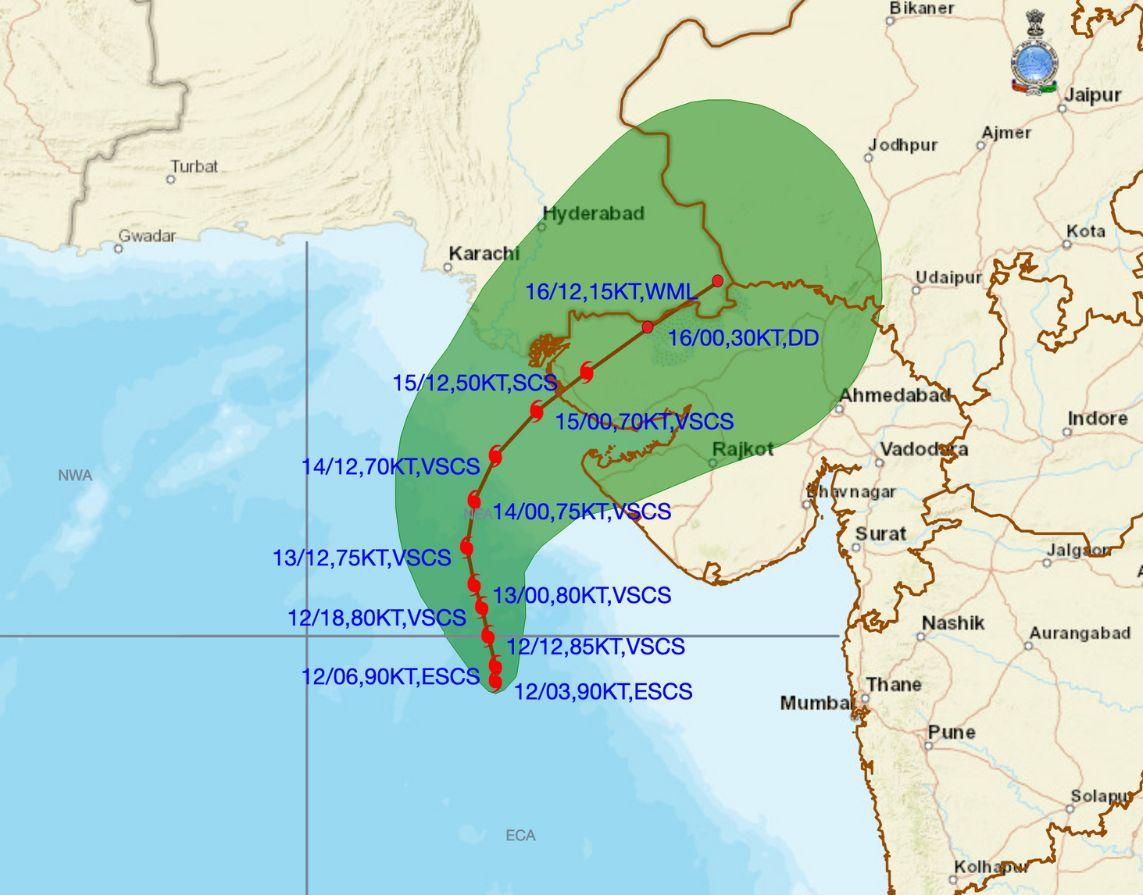 Prevision trajectoire cyclone BIPARJOY
