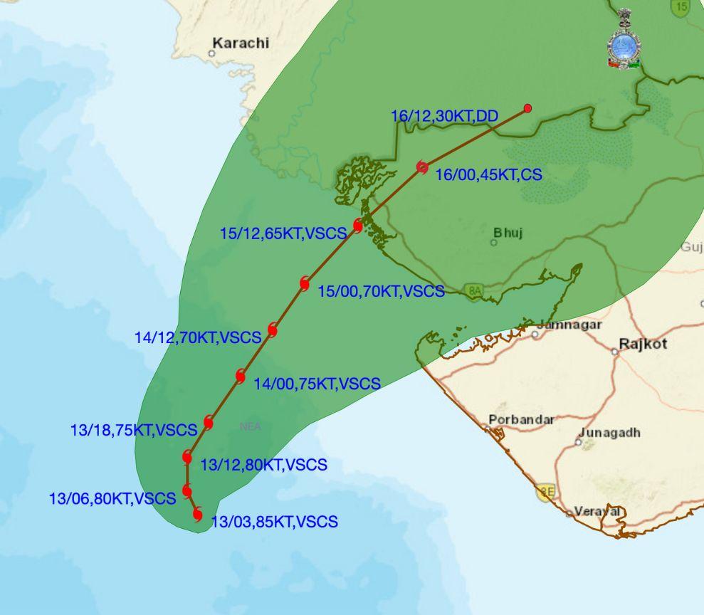 Prevision trajectoire cyclone BIPARJOY
