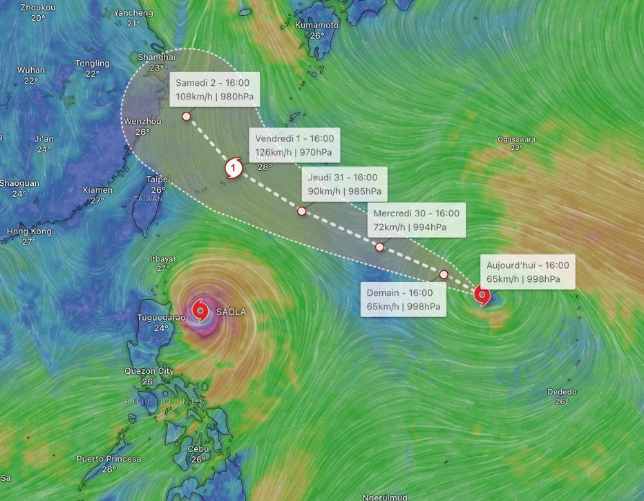 Prevision trajectoire tempête Haikui - CMRS Tokyo