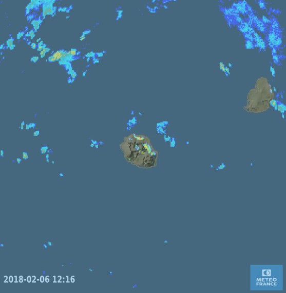 Image radar de Météo France du 06-02/2018 à 12h16 (heure Réunion)