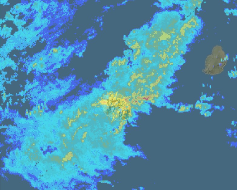 Image radar la Réunion du 04/03/2018 à 16h01 ©Météo France